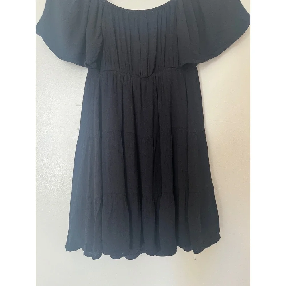 Altar'd‎ State Black Tiered Babydoll Dress Flutter Sleeve Casual Summer XS